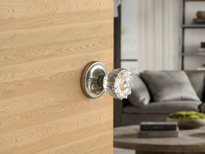 Tulip Fluted Crystal Satin Nickel Door Knobs