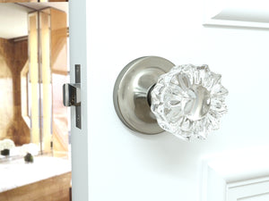 Tulip Fluted Crystal Satin Nickel Door Knobs