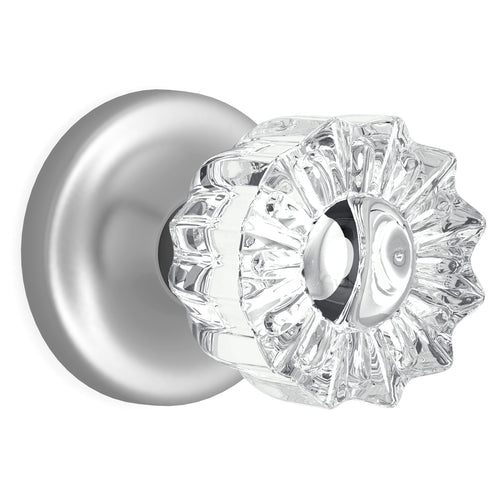 Tulip Fluted Crystal Matte Chrome Door Knobs