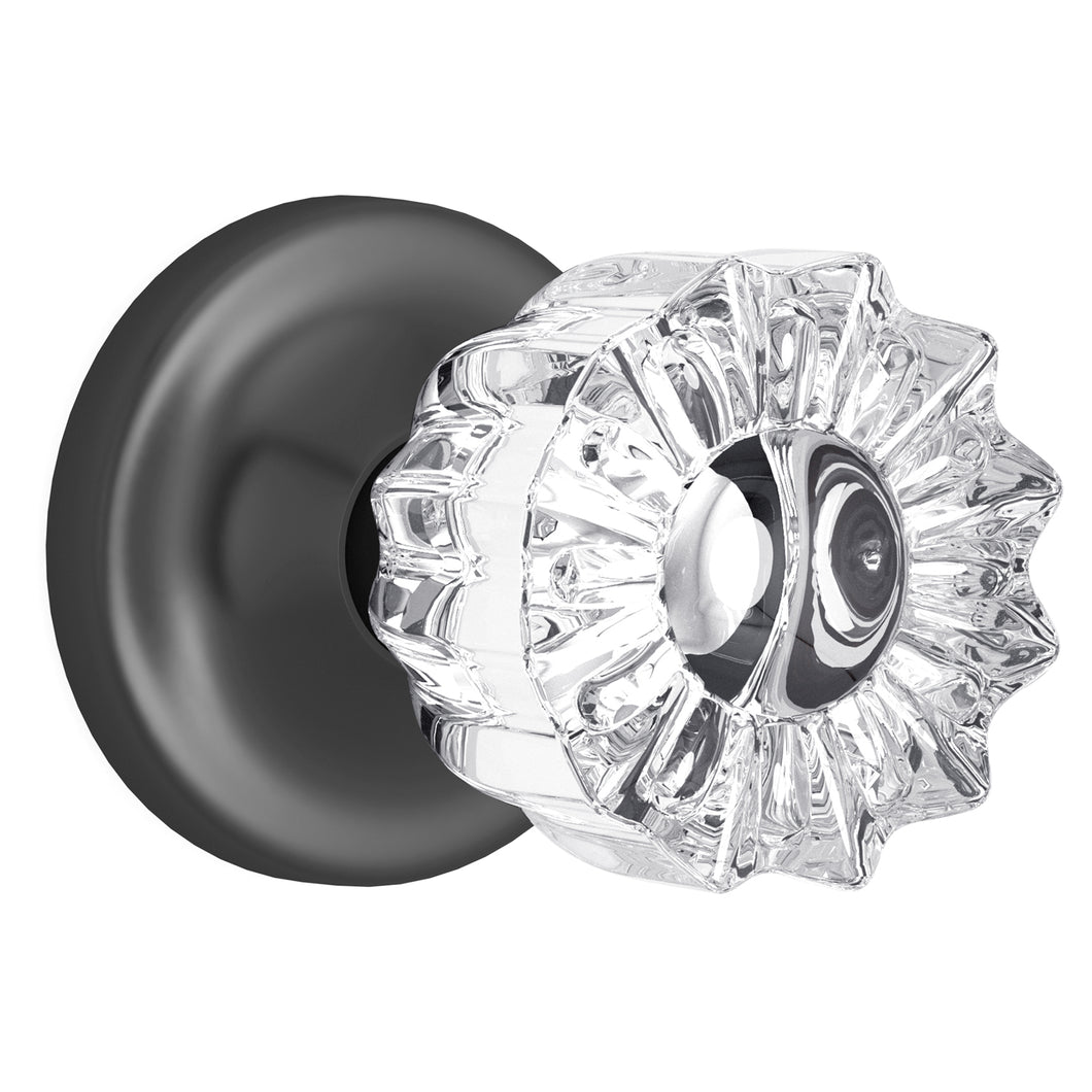 Tulip Fluted Crystal Dark Grey Door Knobs