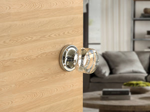 Round Crystal Polished Chrome Door Knobs