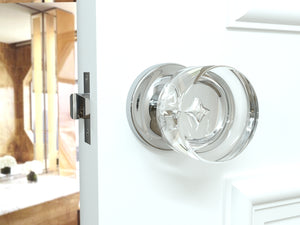 Round Crystal Polished Chrome Door Knobs