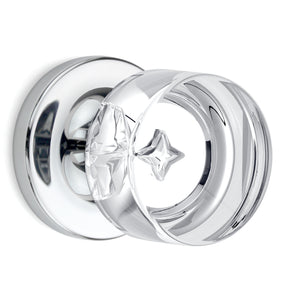 Round Crystal Polished Chrome Door Knobs