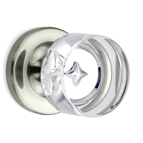 Round Crystal Satin Nickel Door Knobs