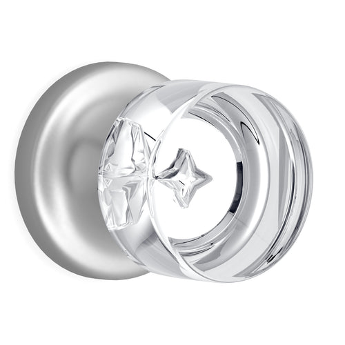 Round Crystal Matte Chrome Door Knobs