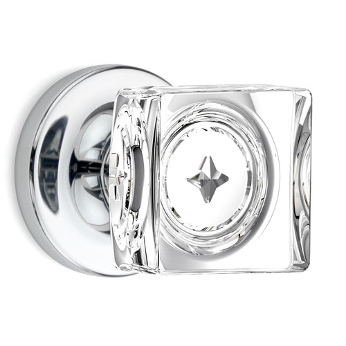 Square Crystal Polished Chrome Door Knobs