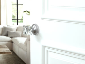 Square Crystal Matte Chrome Door Knobs