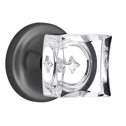 Square Crystal Dark Grey Door Knobs