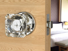 Load image into Gallery viewer, Princess Square Crystal Polished Chrome Door Knobs