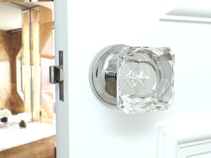 Princess Square Crystal Polished Chrome Door Knobs