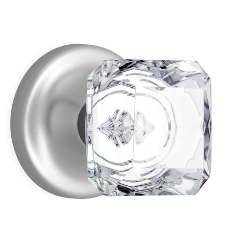 Princess Square Crystal Matte Chrome Door Knobs