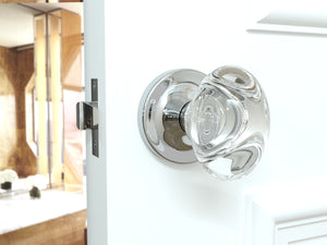 Oval Egg Crystal Polished Chrome Door Knobs