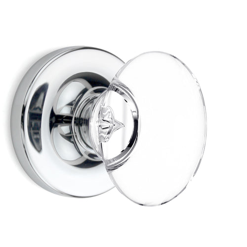 Oval Egg Crystal Polished Chrome Door Knobs