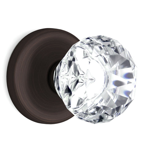 Diamond Round Brilliant Crystal Venetian Bronze Door Knobs