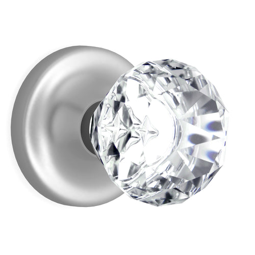 Diamond Round Brilliant Crystal Matte Chrome Door Knobs