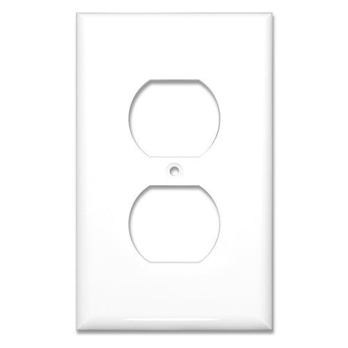 1-Gang Duplex Receptacle Mid-Size Wall Plate Outlet Cover Glossy White