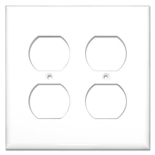 2-Gang Duplex Receptacle Mid-Size Wall Plate Outlet Cover Glossy White