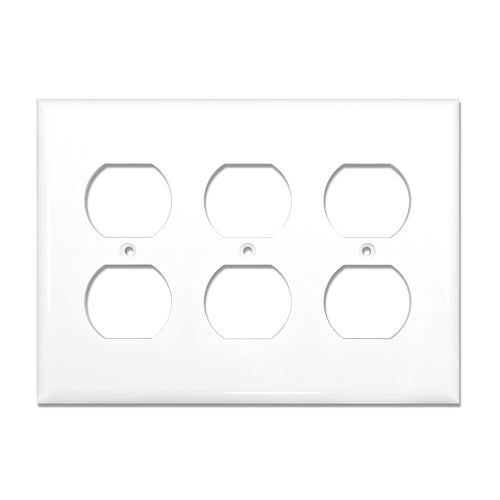 3-Gang Duplex Receptacle Mid-Size Wall Plate Outlet Cover Glossy White