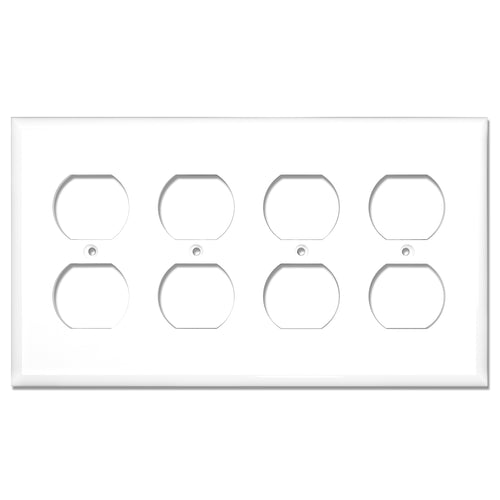 4-Gang Duplex Receptacle Mid-Size Wall Plate Outlet Cover Glossy White