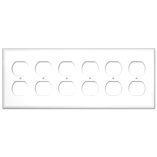 6-Gang Duplex Receptacle Mid-Size Wall Plate Outlet Cover Glossy White