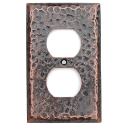 1-Gang Hammered Finish Copper Duplex Receptacle Mid-Size Wall Plate Outlet Cover