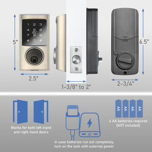 Keyless Smart Fingerprint Electronic Entry Door Lock Keypad Deadbolt